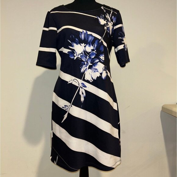 Signature by Robbie Bee Navy Blue Dress - Size M - Picture 1 of 9